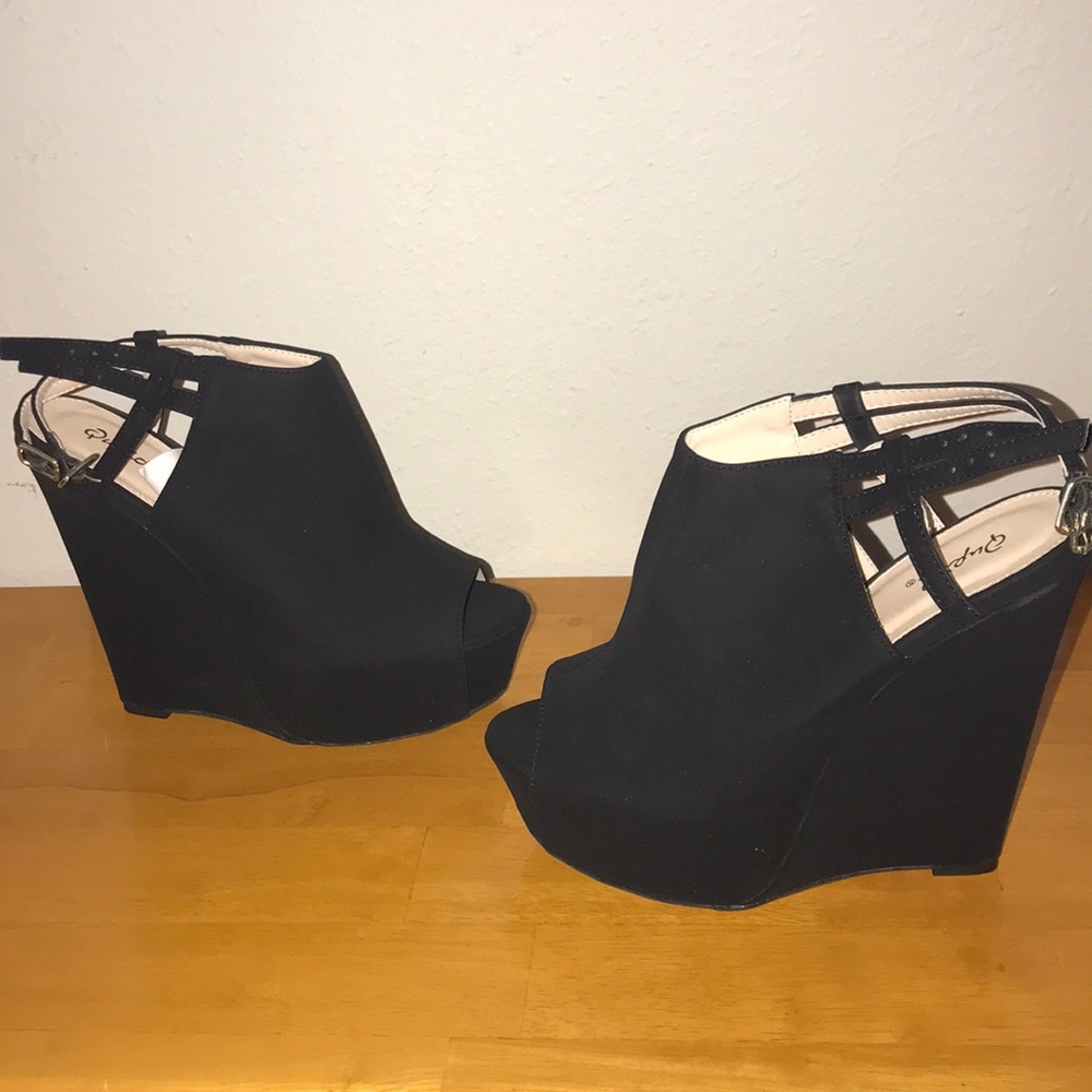 High Heel Peep Toe Suede Booties